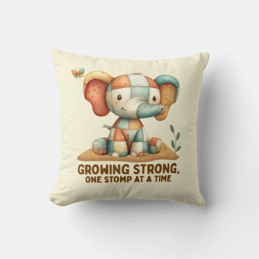 Patchwork Elephant “Growing Strong クッション (正面)