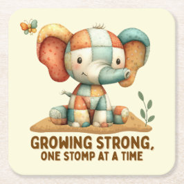Patchwork Elephant “Growing Strong スクエアペーパーコースター