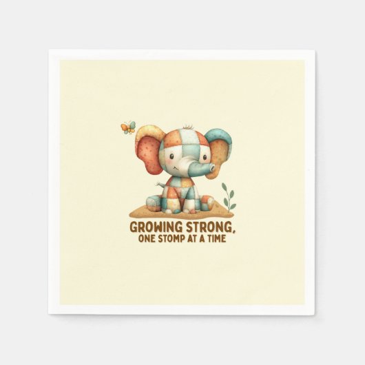 Patchwork Elephant “Growing Strong スタンダードカクテルナプキン (正面)