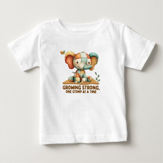 Patchwork Elephant “Growing Strong”   ベビーTシャツ (正面)