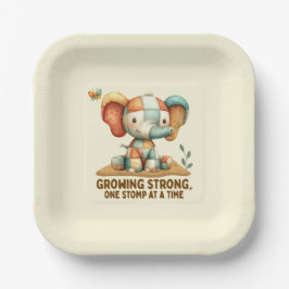 Patchwork Elephant “Growing Strong ペーパープレート