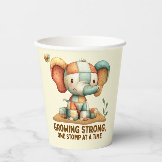 Patchwork Elephant “Growing Strong 紙コップ (正面)