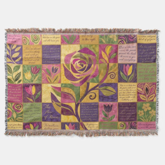 Patchwork Floral Abstract Colorful Vintage Retro スローブランケット