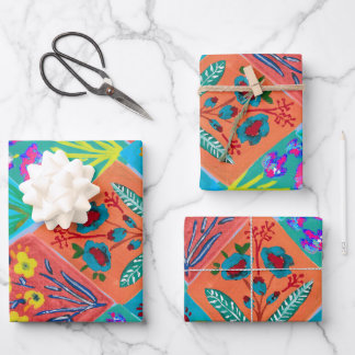 Patchwork Floral bouquet Wrapping Paper ラッピングペーパーシート