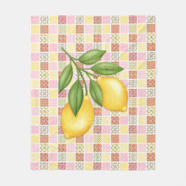 Patchwork Lemon フリースブランケット