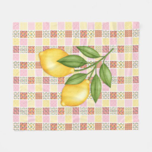Patchwork Lemon フリースブランケット (正面(横))