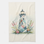 Patchwork Lighthouse Coastal Floral Scene キッチンタオル (縦)