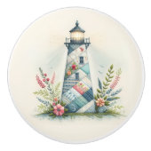 Patchwork Lighthouse Coastal Floral Scene セラミックノブ (正面)