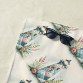 Patchwork Lighthouse Coastal Floral Scene ビーチタオル (インサイチュ)