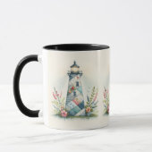 Patchwork Lighthouse Coastal Floral Scene マグカップ (左)