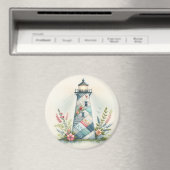Patchwork Lighthouse Coastal Floral Scene マグネット (インサイチュ (食洗機))