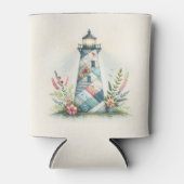 Patchwork Lighthouse Coastal Floral Scene 缶クーラー (正面)