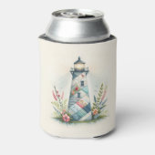 Patchwork Lighthouse Coastal Floral Scene 缶クーラー (缶裏面)