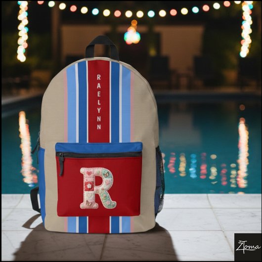 Patchwork Monogram Striped Backpack Quilted  プリントバックパック