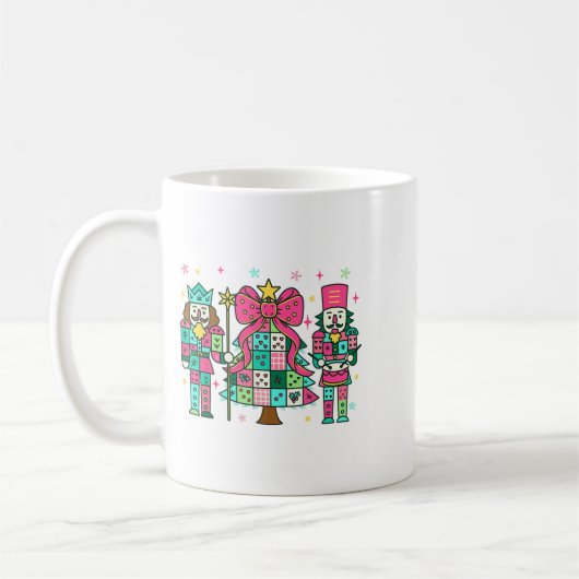 Patchwork Nutcracker Christmas Tree Nk Nutcracker コーヒーマグカップ (左)