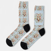 Patchwork Owl in Whimsical Woodland ソックス (左)