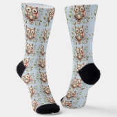 Patchwork Owl in Whimsical Woodland ソックス (傾斜あり)