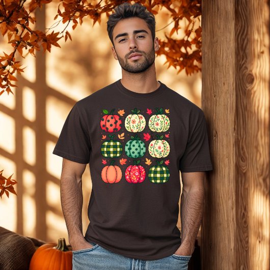 Patchwork Pumpkin Coquette Pumpkin Tシャツ