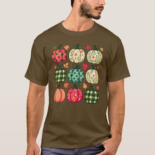 Patchwork Pumpkin Coquette Pumpkin Tシャツ (正面)