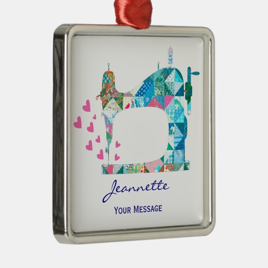 Patchwork Quilt Sewing Machine メタルオーナメント (右)