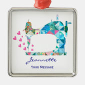 Patchwork Quilt Sewing Machine メタルオーナメント (正面)