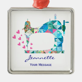 Patchwork Quilt Sewing Machine メタルオーナメント