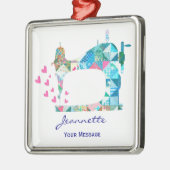 Patchwork Quilt Sewing Machine メタルオーナメント (左)