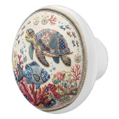 Patchwork Quilt Turtle and Fish セラミックノブ (右)