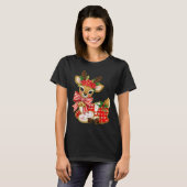 Patchwork Reindeer Preppy Girly Christmas Xmas Hol Tシャツ (正面フル)