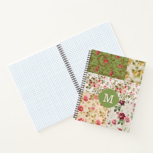 Patchwork Rose Custom Monogram Journal Notebook ノートブック (内部)
