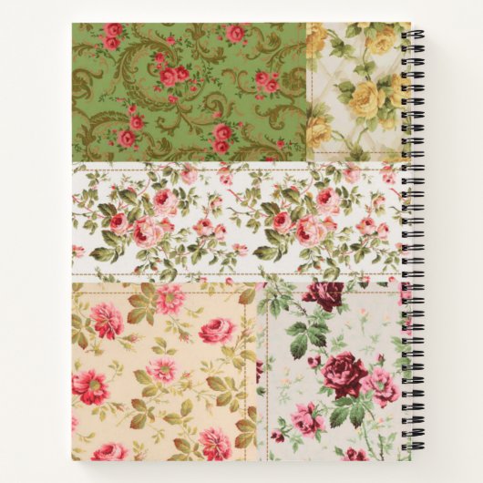Patchwork Rose Custom Monogram Journal Notebook ノートブック (裏面)