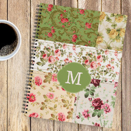 Patchwork Rose Custom Monogram Journal Notebook ノートブック