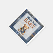 Patchwork Rustic Denim Bear Blue Jean Baby Shower スタンダードカクテルナプキン (角)