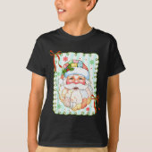 Patchwork Santa Claus Face Coquette Merry Christma Tシャツ (正面)