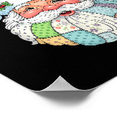 Patchwork Santa Claus Face Preppy Girly Christmas ポスター (角)