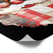 Patchwork Santa Claus Face Preppy Girly Christmas ポスター (角)