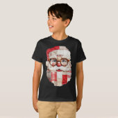 Patchwork Santa Claus Face Preppy Girly Christmas  Tシャツ (正面フル)