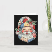 Patchwork Santa Claus Retro Christmas Funny Mens W カード (正面)