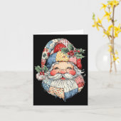 Patchwork Santa Claus Retro Christmas Funny Mens W カード (黄色い花)