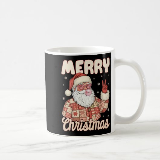 Patchwork Santa Claus Xmas Merry Christmas Men Wom コーヒーマグカップ (右)