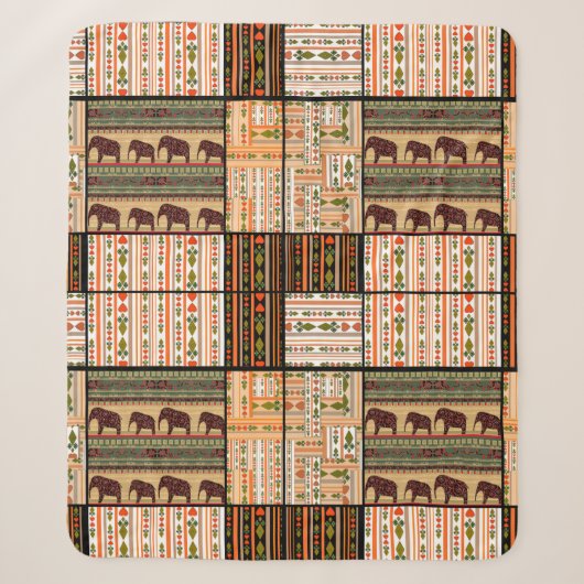 Patchwork seamless african ornamental pattern text シェルパブランケット (正面)