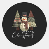 Patchwork Snowman,patchwork Christmas Tree Funny G ラウンドシール (正面)