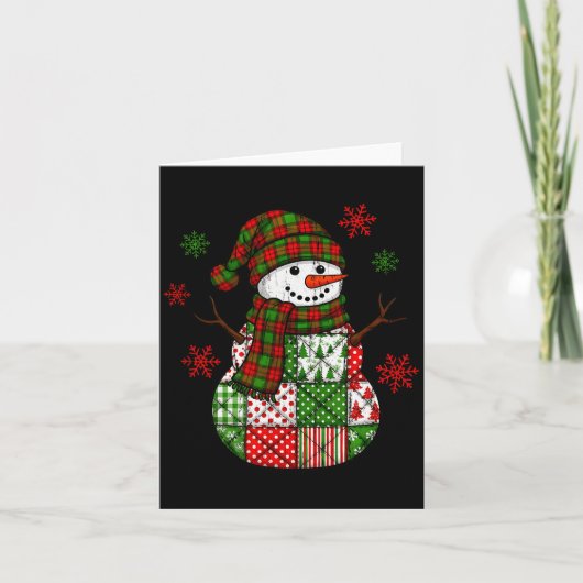 Patchwork Snowman, Retro Funny Christmas  カード (正面)
