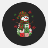 Patchwork Snowman, Retro Funny Christmas  ラウンドシール (正面)