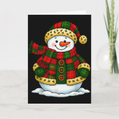 Patchwork Snowman Retro Funny Christmas Snowman Ho カード (正面)