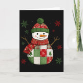 Patchwork Snowman Retro Funny Christmas Snowman Ho カード (正面)