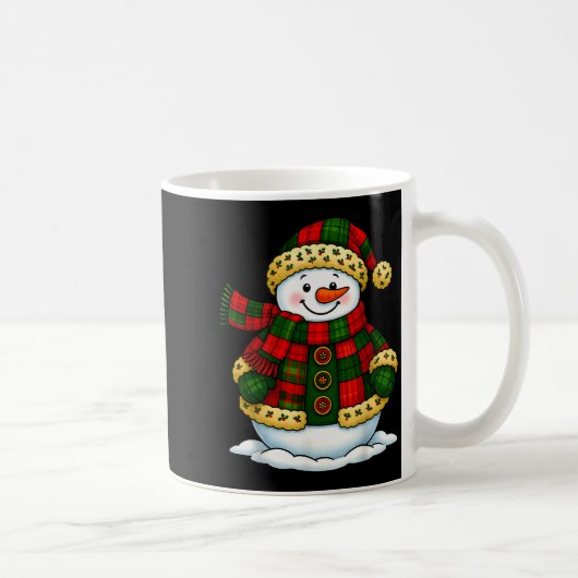 Patchwork Snowman Retro Funny Christmas Snowman Ho コーヒーマグカップ (右)