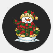 Patchwork Snowman Retro Funny Christmas Snowman Ho ラウンドシール (正面)