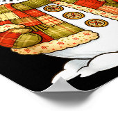 Patchwork Snowman Retro Funny Snowman Holiday Chri ポスター (角)