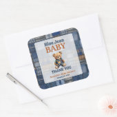 Patchwork Western Denim Bear Blue Jean Baby Shower スクエアシール (封筒)